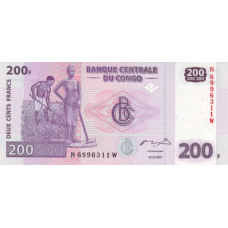 P 99a Congo (Democratic Republic) - 200 Franc Year 2007 (GD Printer)